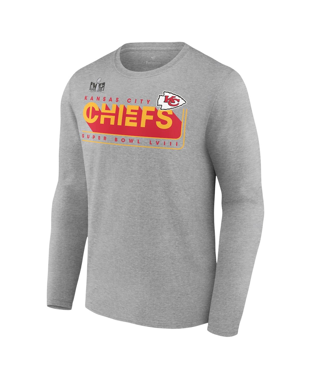 Shop Fanatics Men's  Heather Charcoal Kansas City Chiefs Super Bowl Lviii Roster Long Sleeve T-shirt