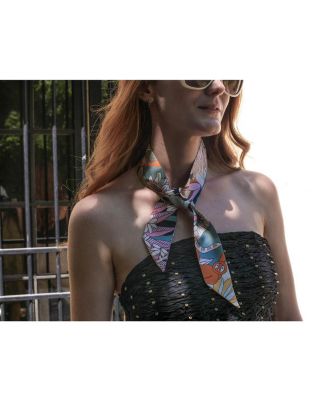 Silk Skinny Scarf Of World Travel