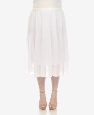 Plus Size Pleated Chiffon Midi Skirt