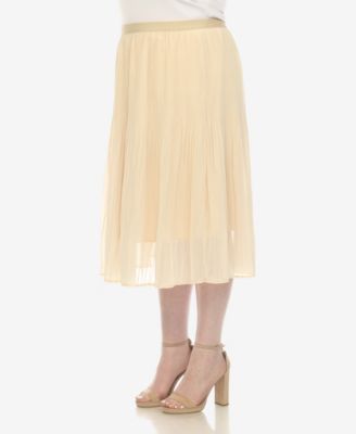 Plus Size Pleated Chiffon Midi Skirt