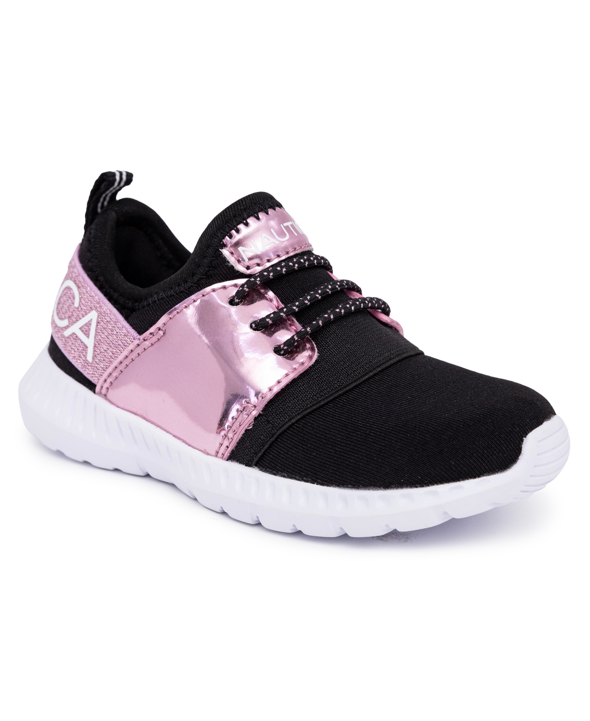 Nautica Kids' Toddler And Little Girls Kappil Athletic Sneaker In Pink Metallic Black