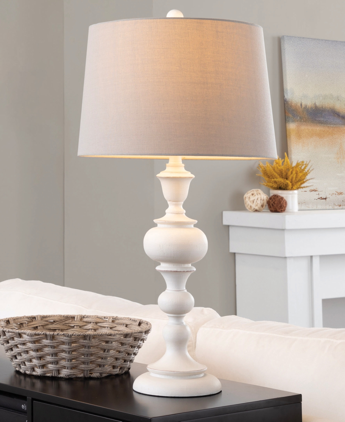 Shop Lumisource Morocco 30" Polyresin Table Lamp In Off White,gray