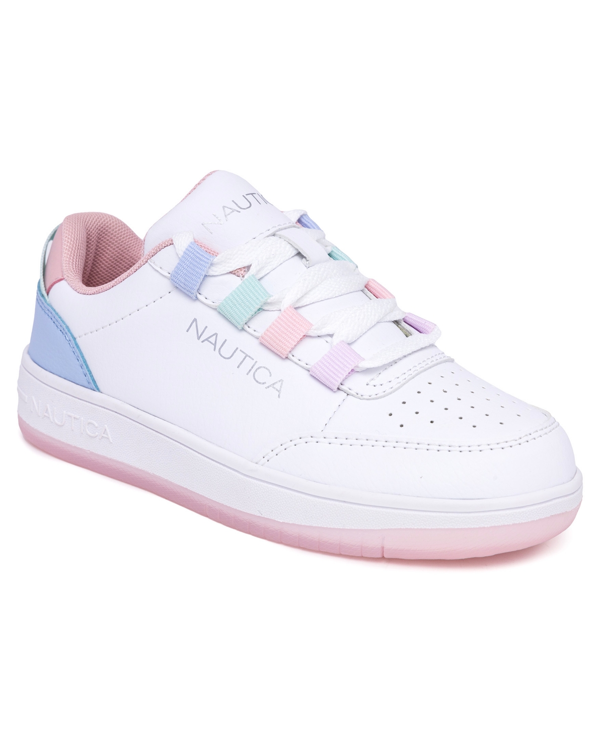 Nautica Kids' Little And Big Girls Sammira Casual Sneakers In White Pastel