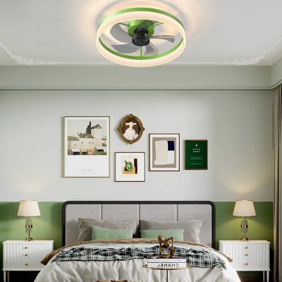  Dimmable LED Ceiling Fans with Thin Modern Flushmount