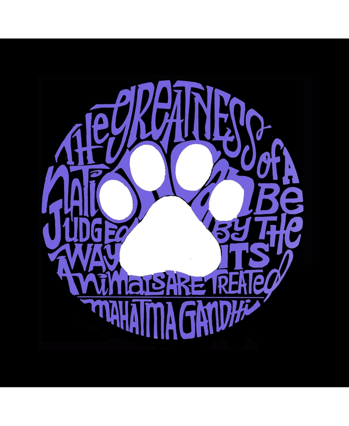 Boy's Word Art T-shirt - Gandhi's Quote on Animal Treatment