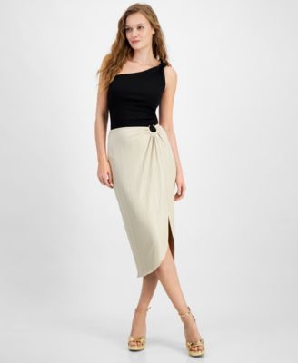 GUESS - Women's Cristina Ribbed Side-Slit Midi Skirt