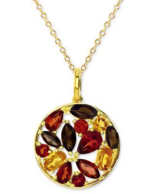 Macy's - Multi-Gemstone Mixed Cut Open Cluster 18" Pendant Necklace (3 ct. t.w.) in 14k Gold-Plated Sterling Silver