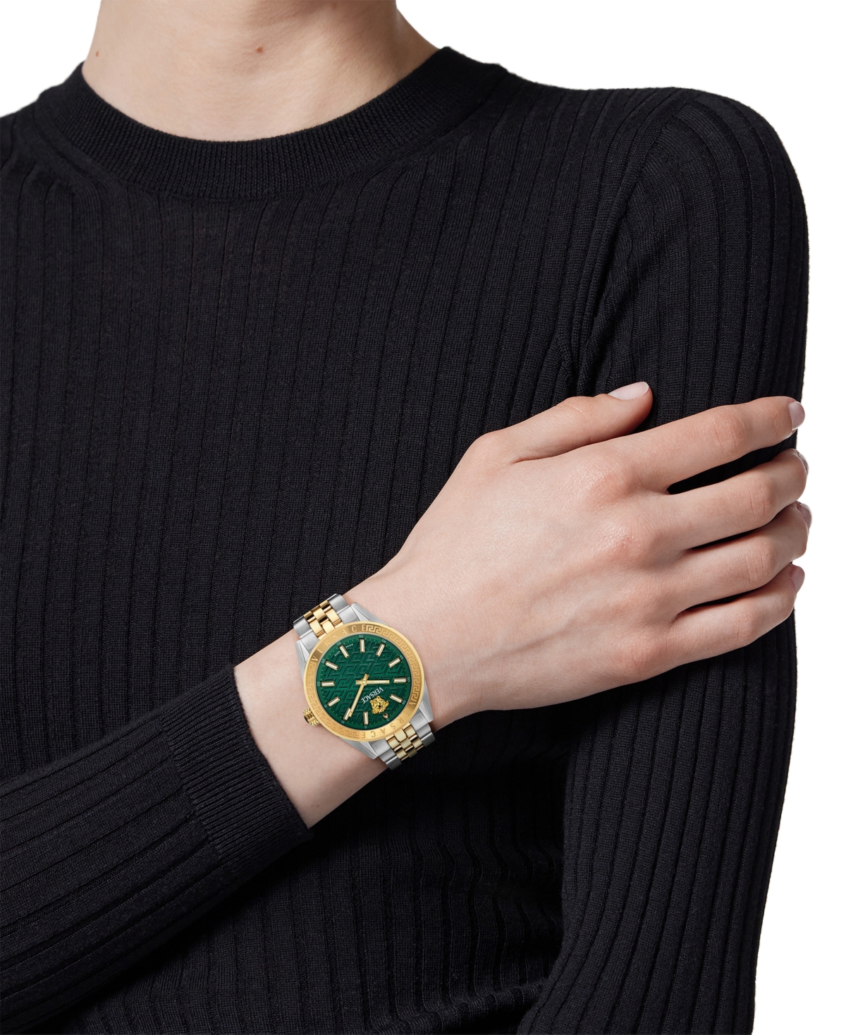 Shop Versace Women's Swiss Two-tone Stainless Steel Bracelet Watch 36mm In Two Tone
