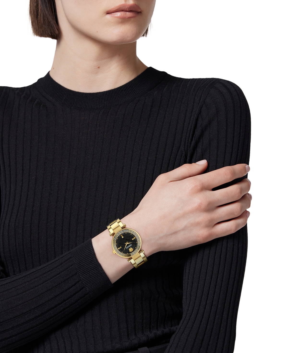 Shop Versace Women's Swiss Gold Ion Plated Stainless Steel Bracelet Watch 35mm