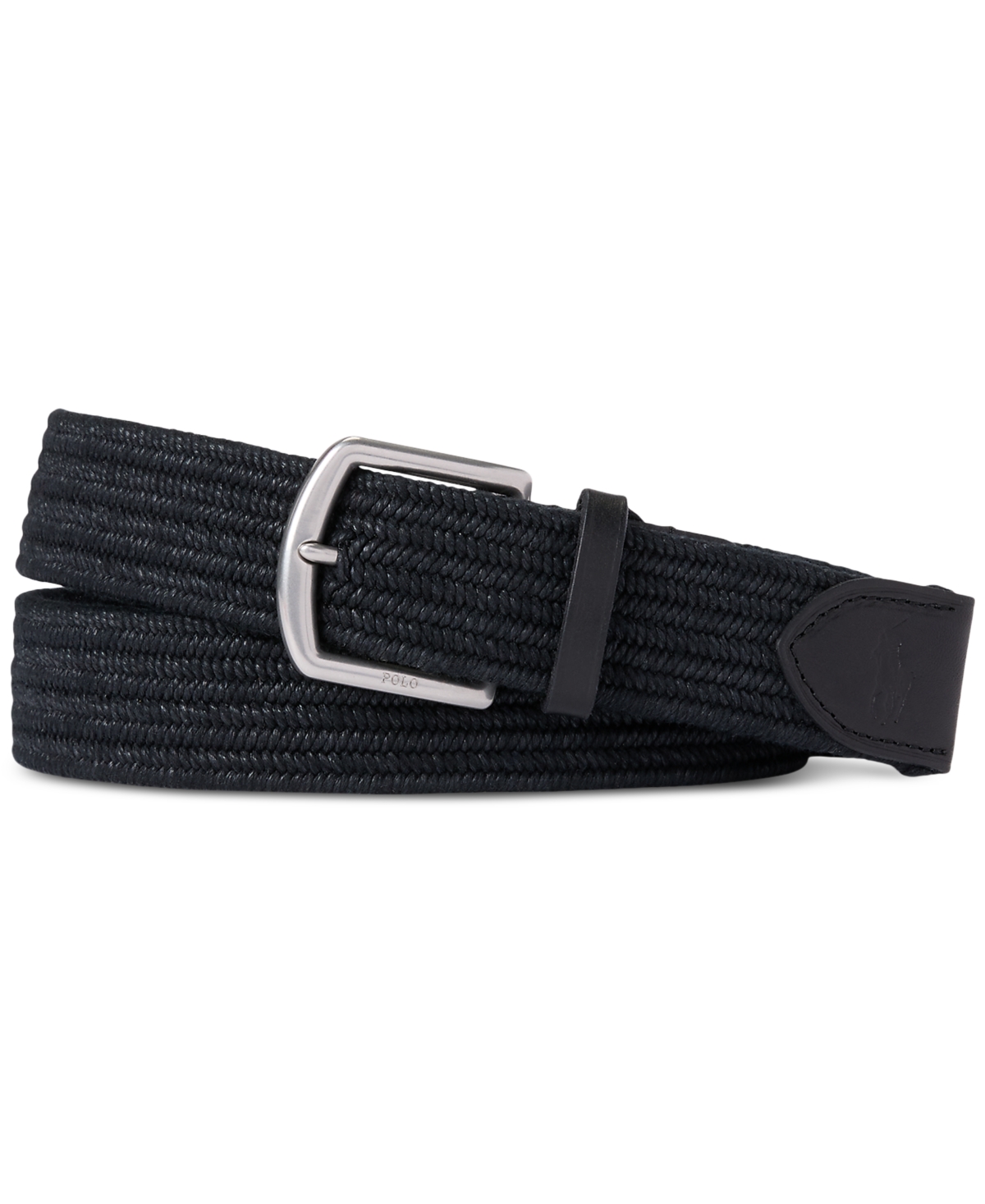 Shop Polo Ralph Lauren Men's Stretch Waxed Belt In Polo Black