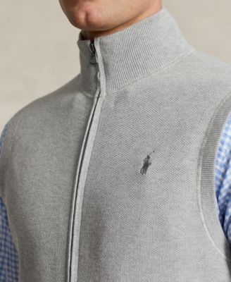 Men's Mesh-Knit Cotton Full-Zip Sweater Vest