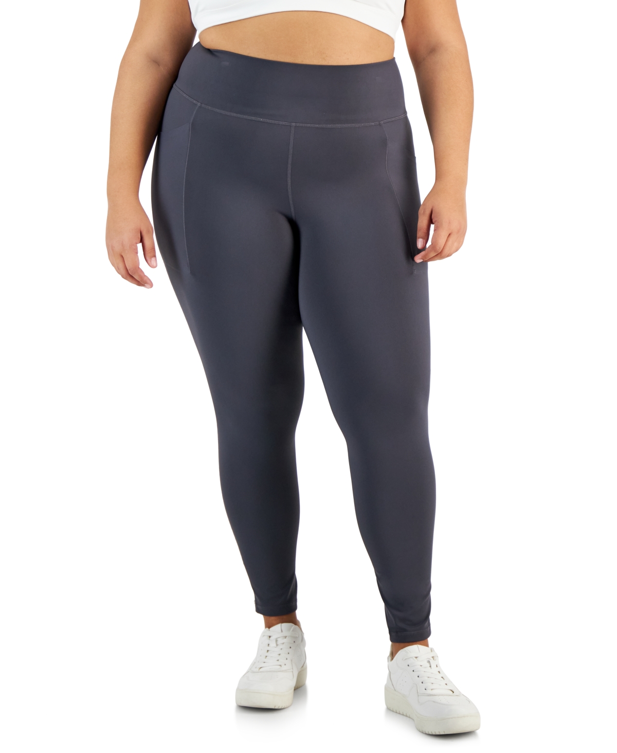 Id Ideology Plus Size Stretch Full-length Leggings, Created For Macy's In Deep Black