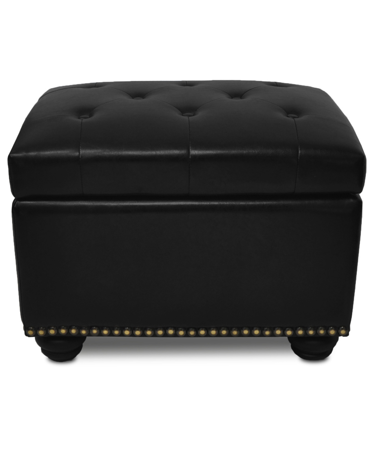 Shop Convenience Concepts 24" Faux Leather 5th Avenue Storage Ottoman In Black Faux Leather