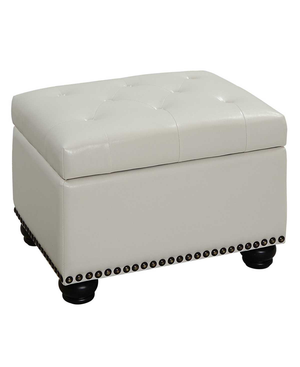 Shop Convenience Concepts 24" Faux Leather 5th Avenue Storage Ottoman In Ivory Faux Leather