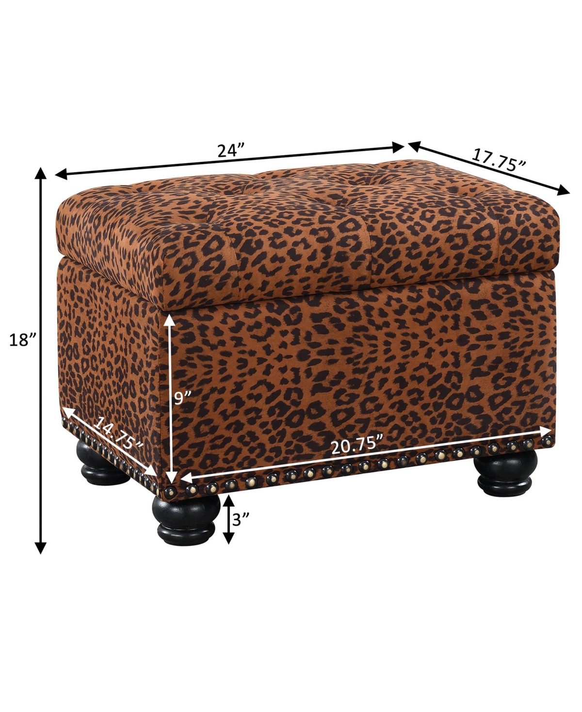 Shop Convenience Concepts 24" Printed Fabric 5th Avenue Storage Ottoman In Forest Leopard Print Fabric