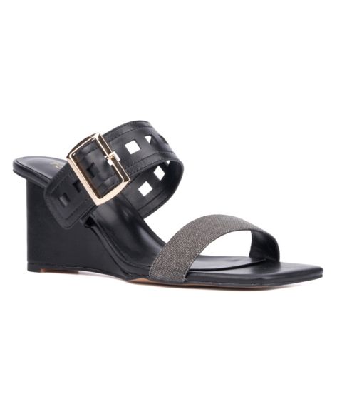 Женские сандалии Torgeis Lea Square Toe Wedge Sandal, цвет: Чёрный