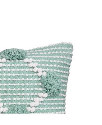 Josie Surf Pillow, 14" x 22" Green Rectangle Soft Woven Pillow For Couch Sofa Bed Chair Cotton