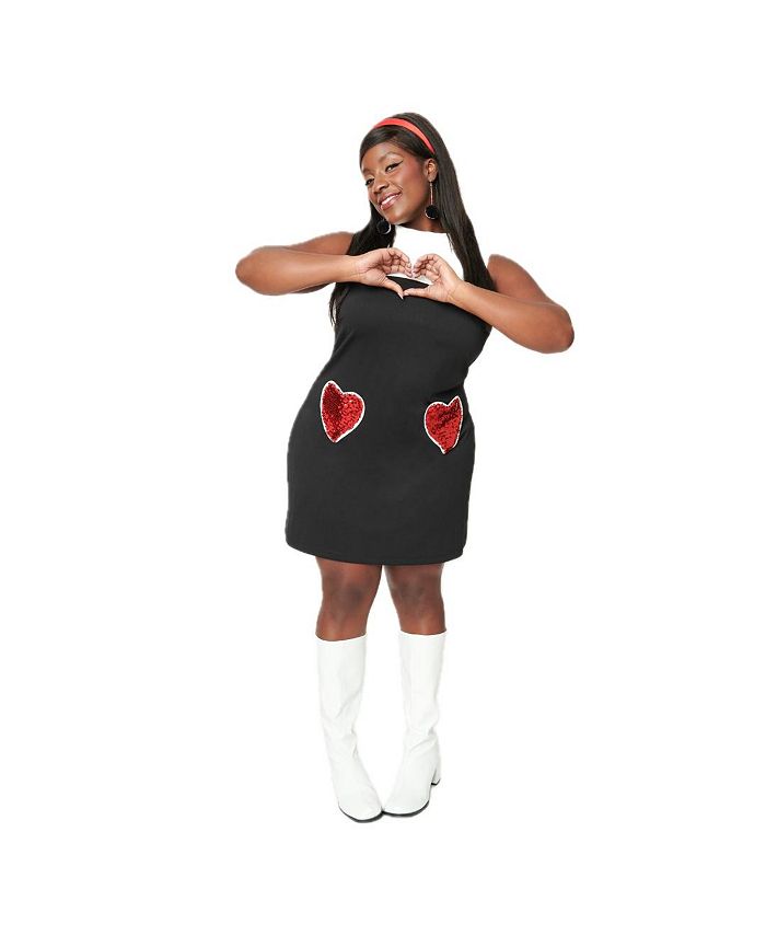 Sequin hearts black dress cheap