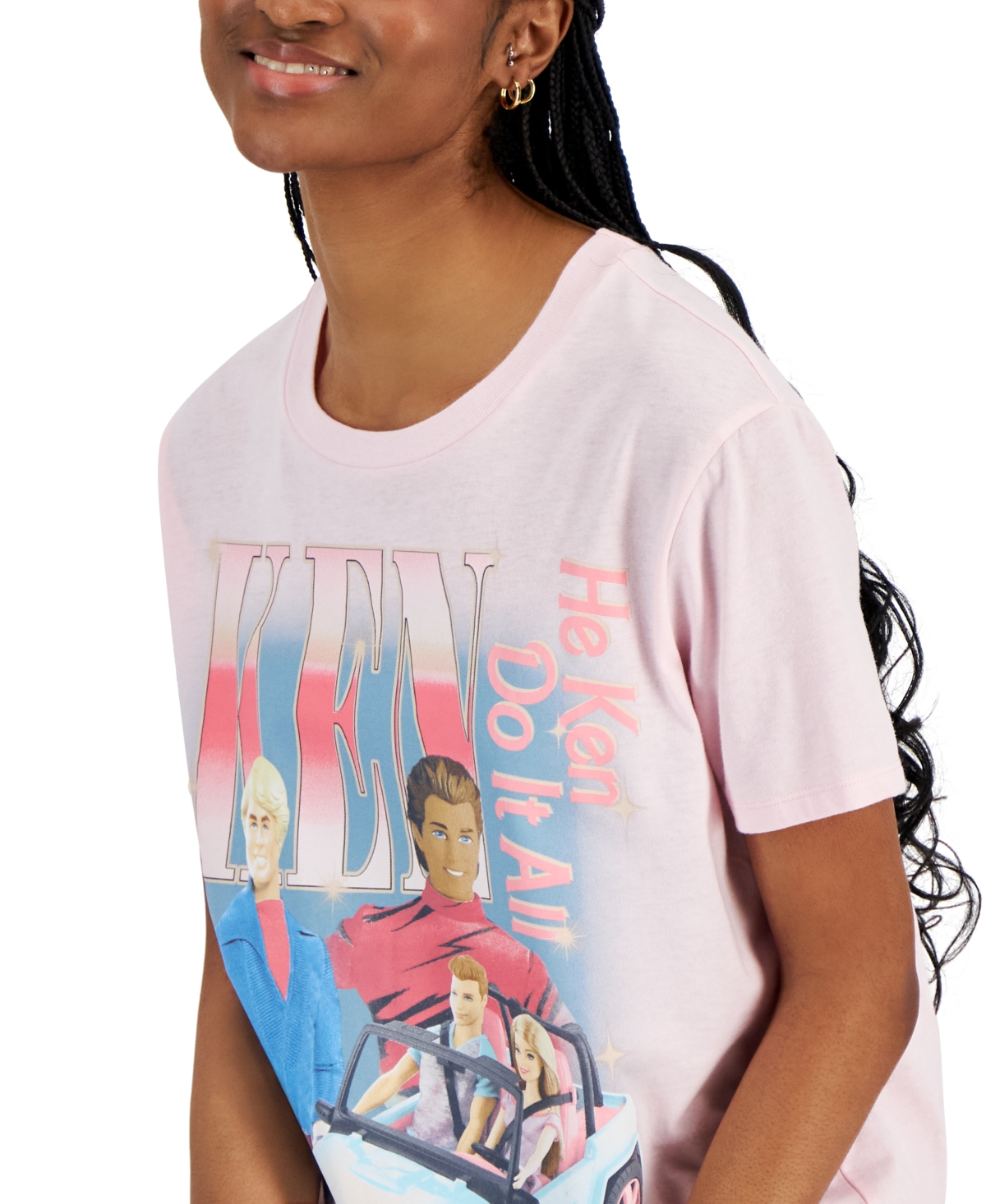 Shop Love Tribe Juniors' Vintage Ken Crewneck T-shirt In Cloud Pink