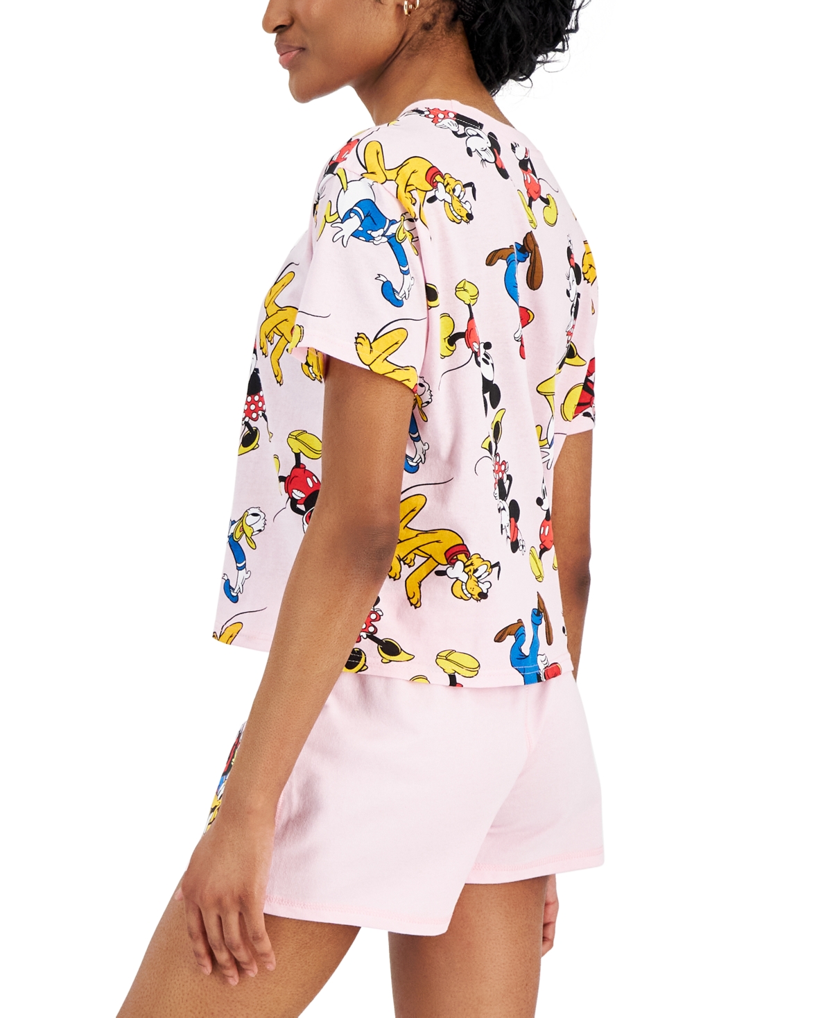 Shop Disney Juniors' Mickey & Friends Graphic Short-sleeve T-shirt In Pink