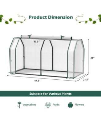 47.5 x 21.5 x 24 Inch Mini Greenhouse with Roll-up Zipper Door