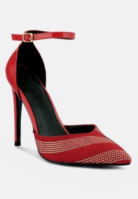 NOBLES Womens Rhinestone Patterned Stiletto Sandals