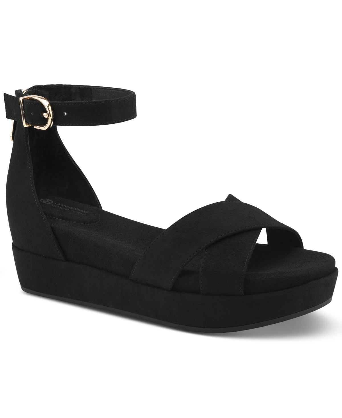 Giani Bernini Women's Eviee Memory Foam Wedge Sandals, Created For Macy's In Black