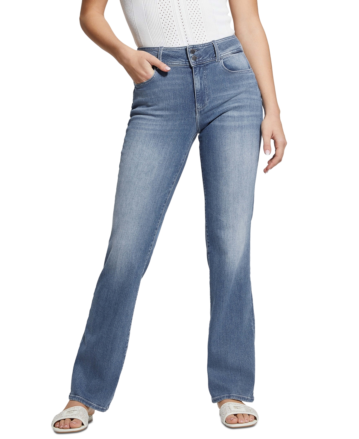 Guess Women's Shape Up Straight-leg Jeans In Adagio Clean