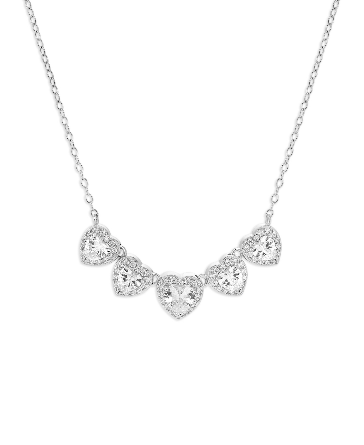 Shop Giani Bernini Pave Cubic Zirconia 5 Heart Necklace In Sterling Silver, Created For Macy's