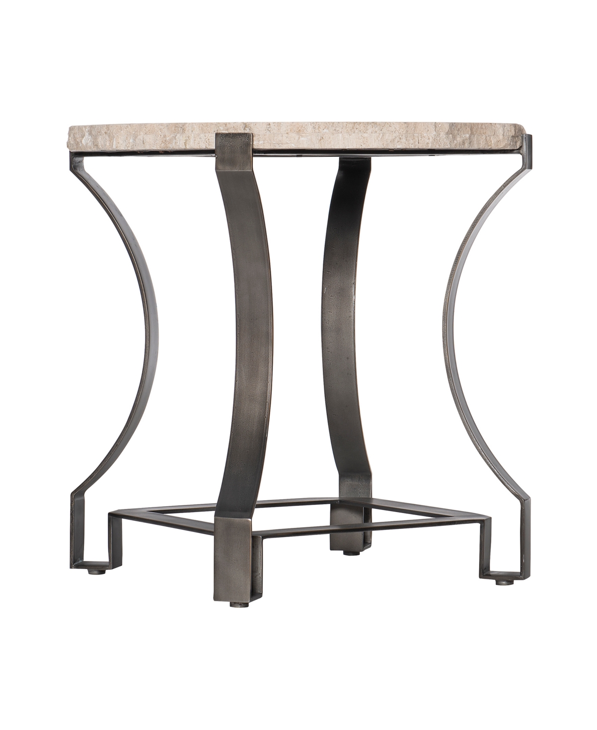 Shop Bernhardt Sayers 26" Travertine Side Table In White Travertine,bronze Finish Base