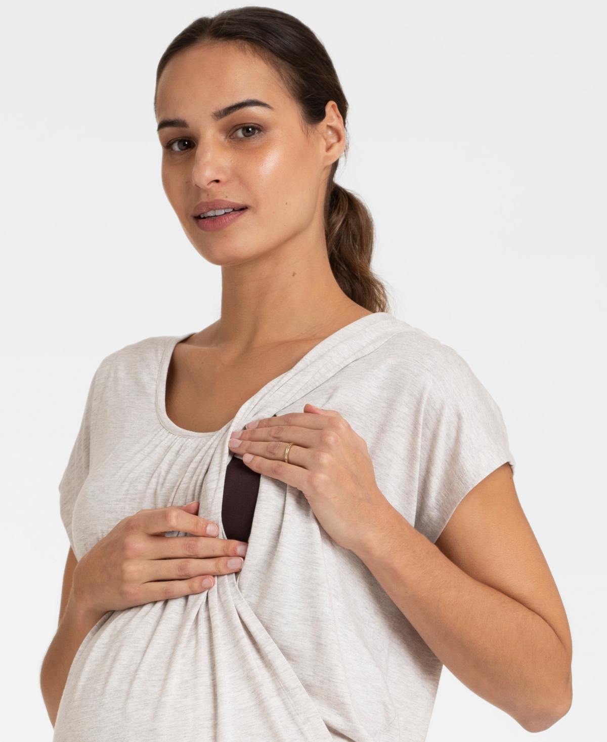 Shop Seraphine Women's Ultra-soft Maternity Nursing Loungewear Set In Oatmeal