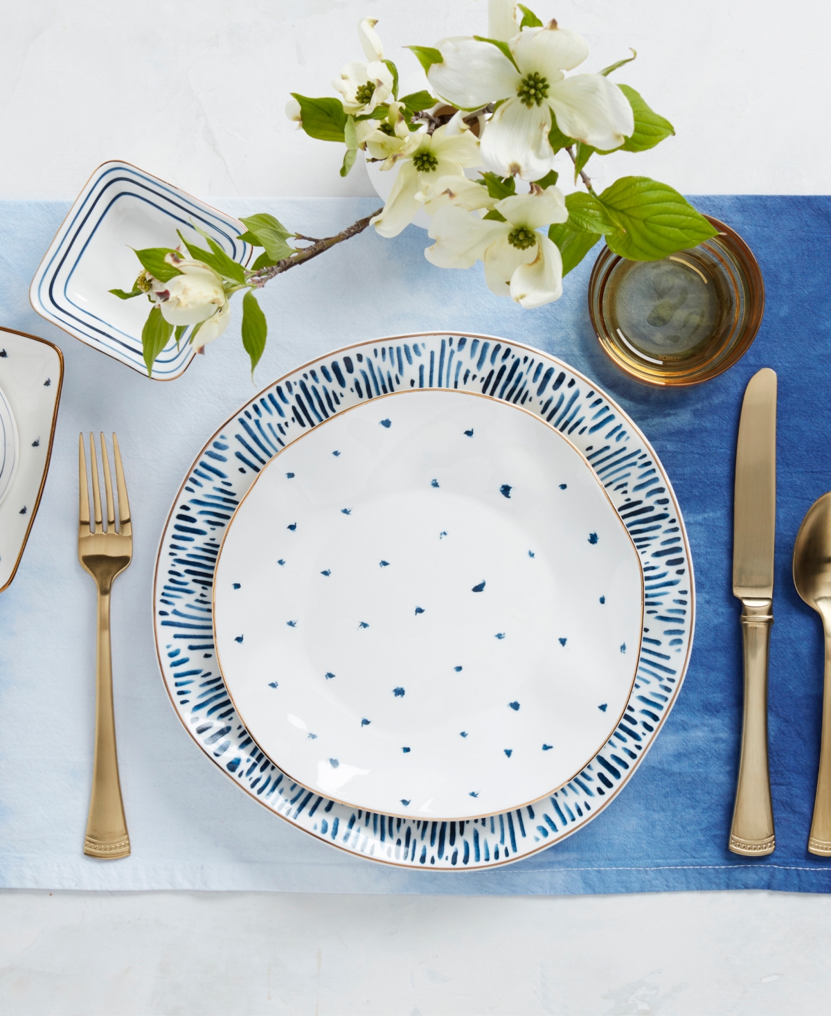 Lenox Blue Bay 4-piece Dinner Plate Set In Blue And White