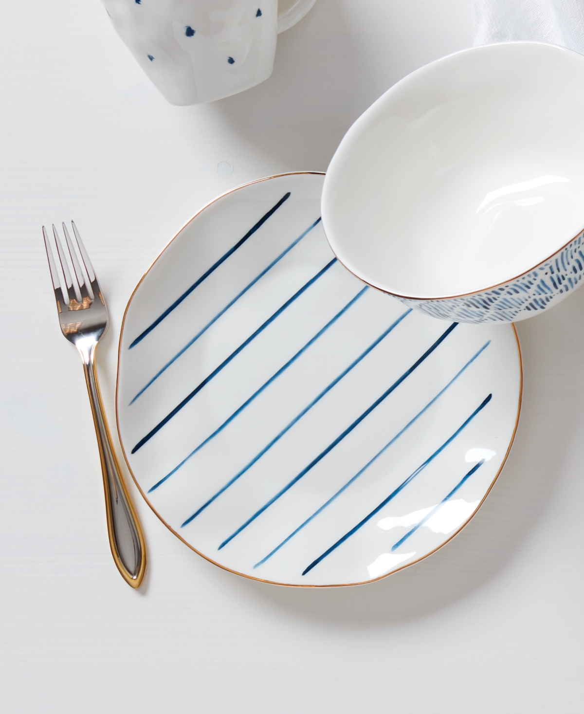 Lenox Blue Bay Stripes Dinner Plates, Set Of 4 In Blue And White