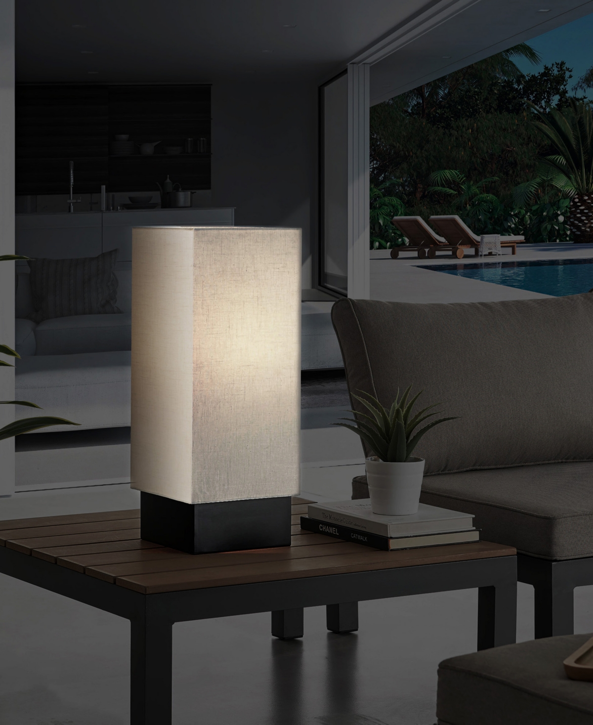 Lite Source Outdoor Cordless Quinlan Table Lamp In Black