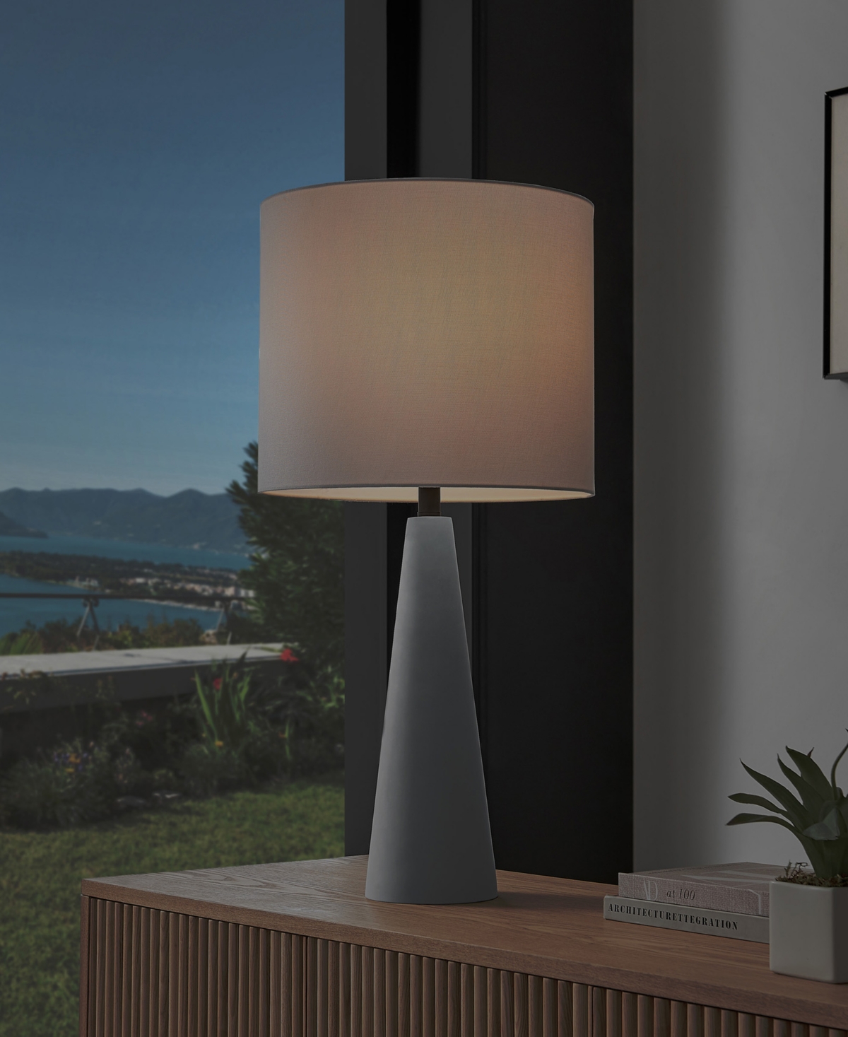 Lite Source Outdoor Cordless Dyre Table Lamp In Gray