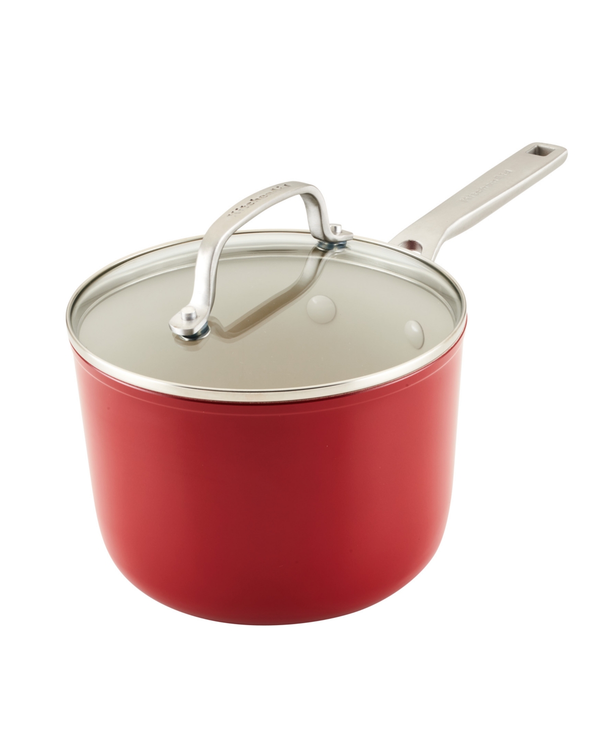 Kitchenaid Hard Anodized Ceramic Nonstick Cookware Sauce Pan In Empire Red