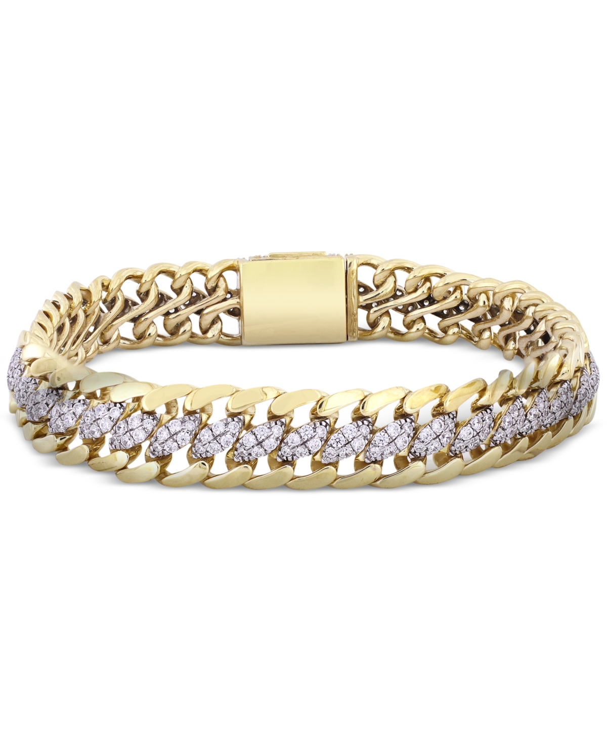 Macy's Men's Diamond Curb Link Chain Bracelet (5 Ct. T.w.) In 10k Gold In Yellow Gold
