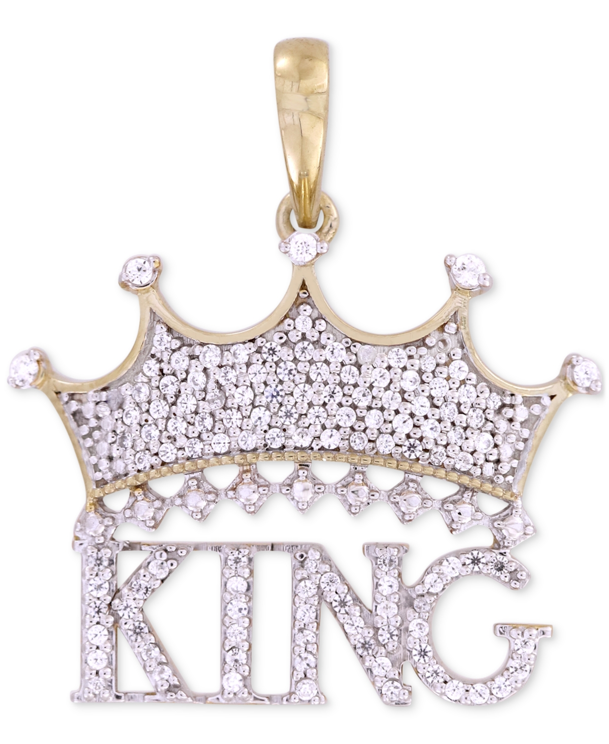 Macy's Men's Diamond King & Crown Pendant (1/3 Ct. T.w.) In 10k Gold In Yellow Gold