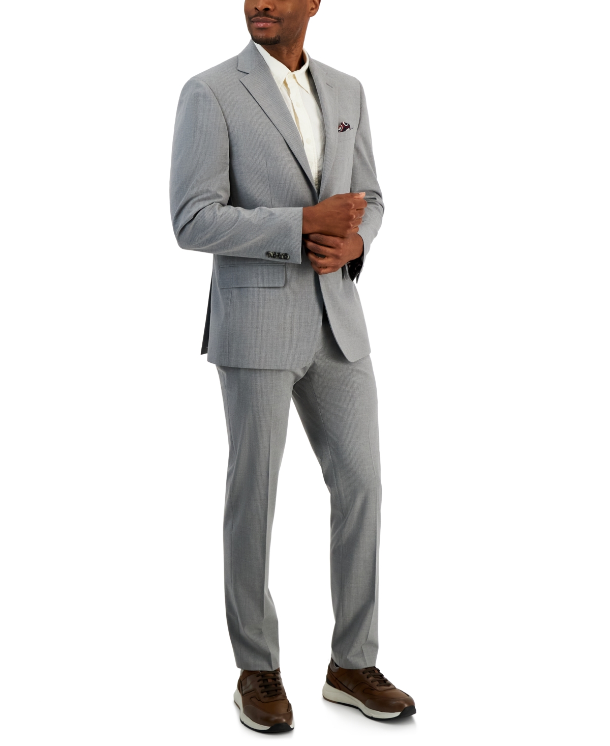 Shop Ben Sherman Men's Slim-fit Solid Suit In Grey,white