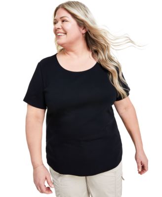 Women's Plus Size Short-Sleeve Scoop-Neck Top, Exclusively at Macy's