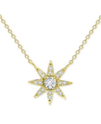 Giani Bernini - Cubic Zirconia Starburst Pendant Necklace, 16" + 2" extender