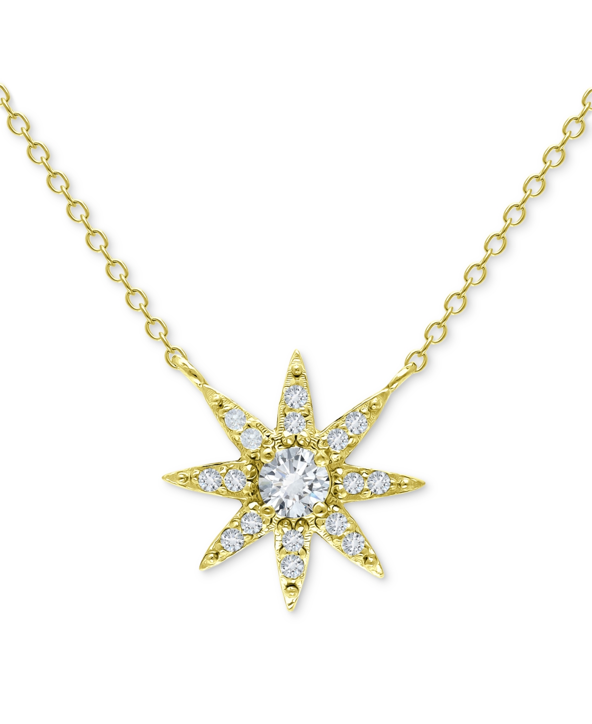 Shop Giani Bernini Cubic Zirconia Starburst Pendant Necklace, 16" + 2" Extender, Created For Macy's In Gold