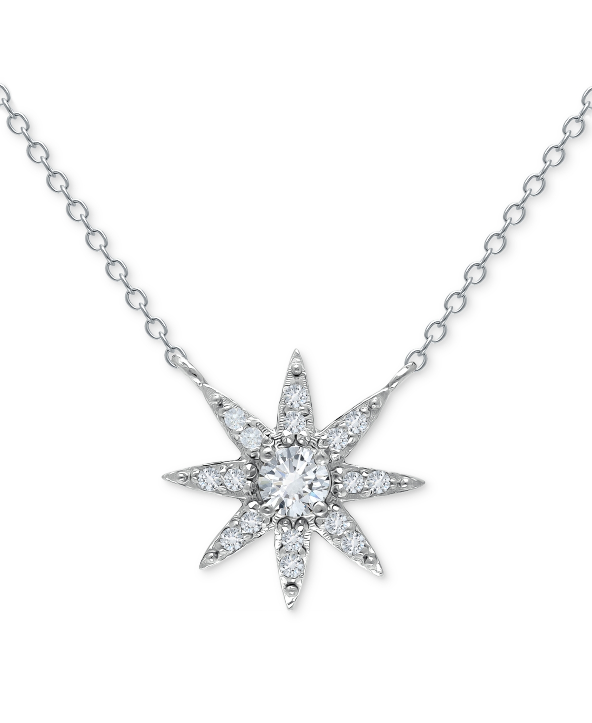 Shop Giani Bernini Cubic Zirconia Starburst Pendant Necklace, 16" + 2" Extender, Created For Macy's In Silver