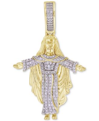 Macy's - Men's Diamond Christ Figure Pendant (1/5 ct. t.w.) in 10k Gold