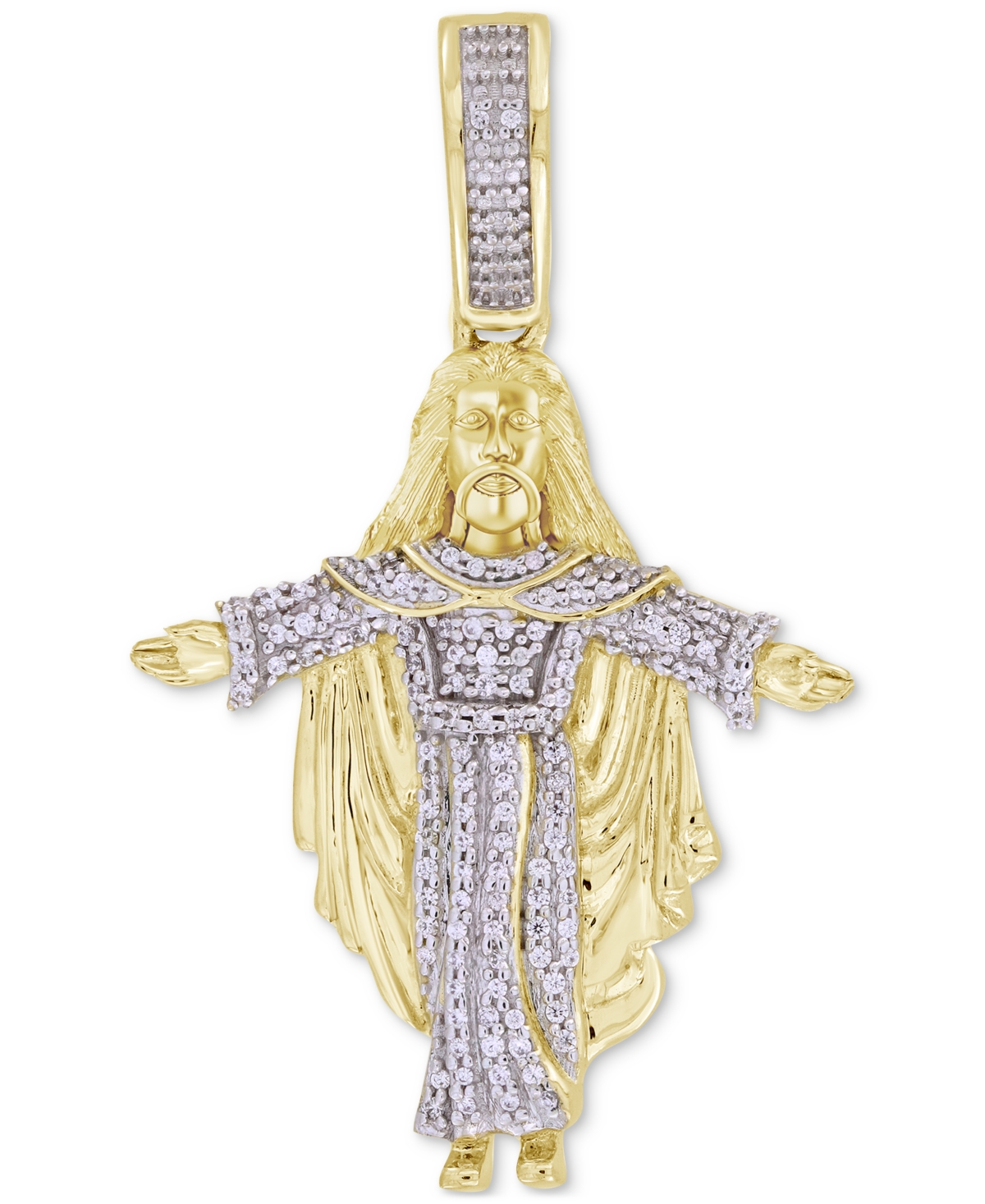 Macy's Men's Diamond Christ Figure Pendant (1/5 Ct. T.w.) In 10k Gold In Yellow Gold