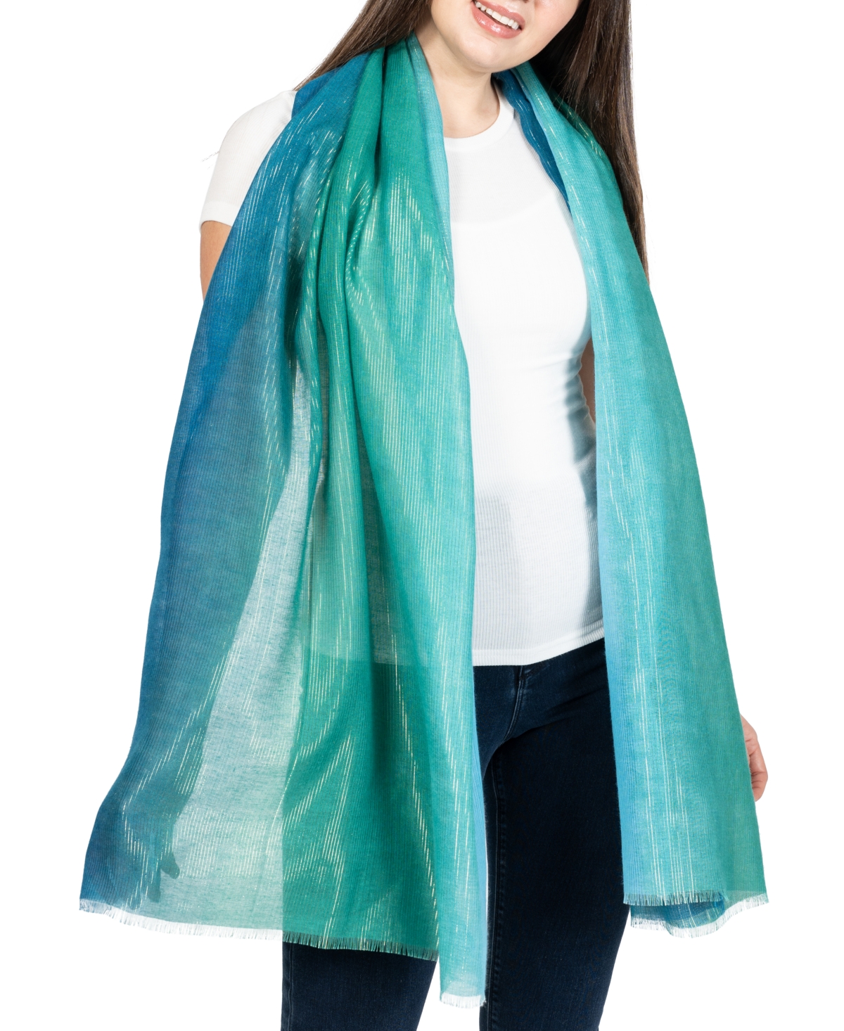 Inc International Concepts Women's Ombre Metallic Scarf, Created For Macy's In Summer Green