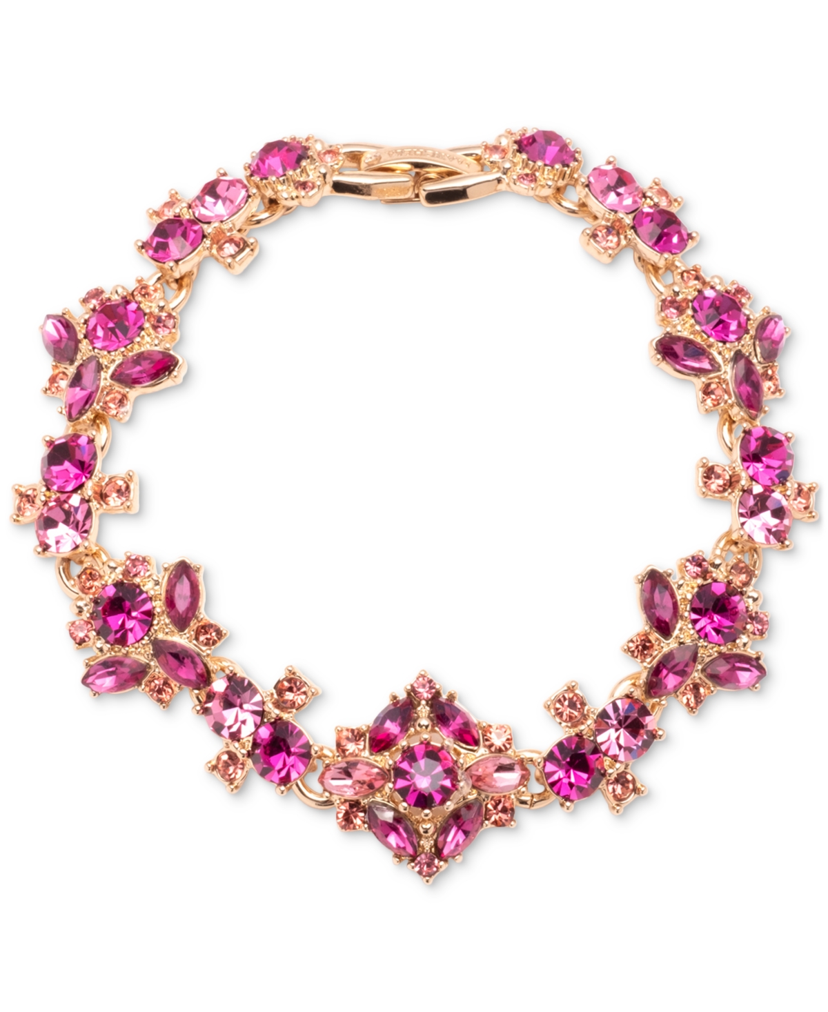 Shop Marchesa Gold-tone Mixed Stone Cluster Flex Bracelet In Pink
