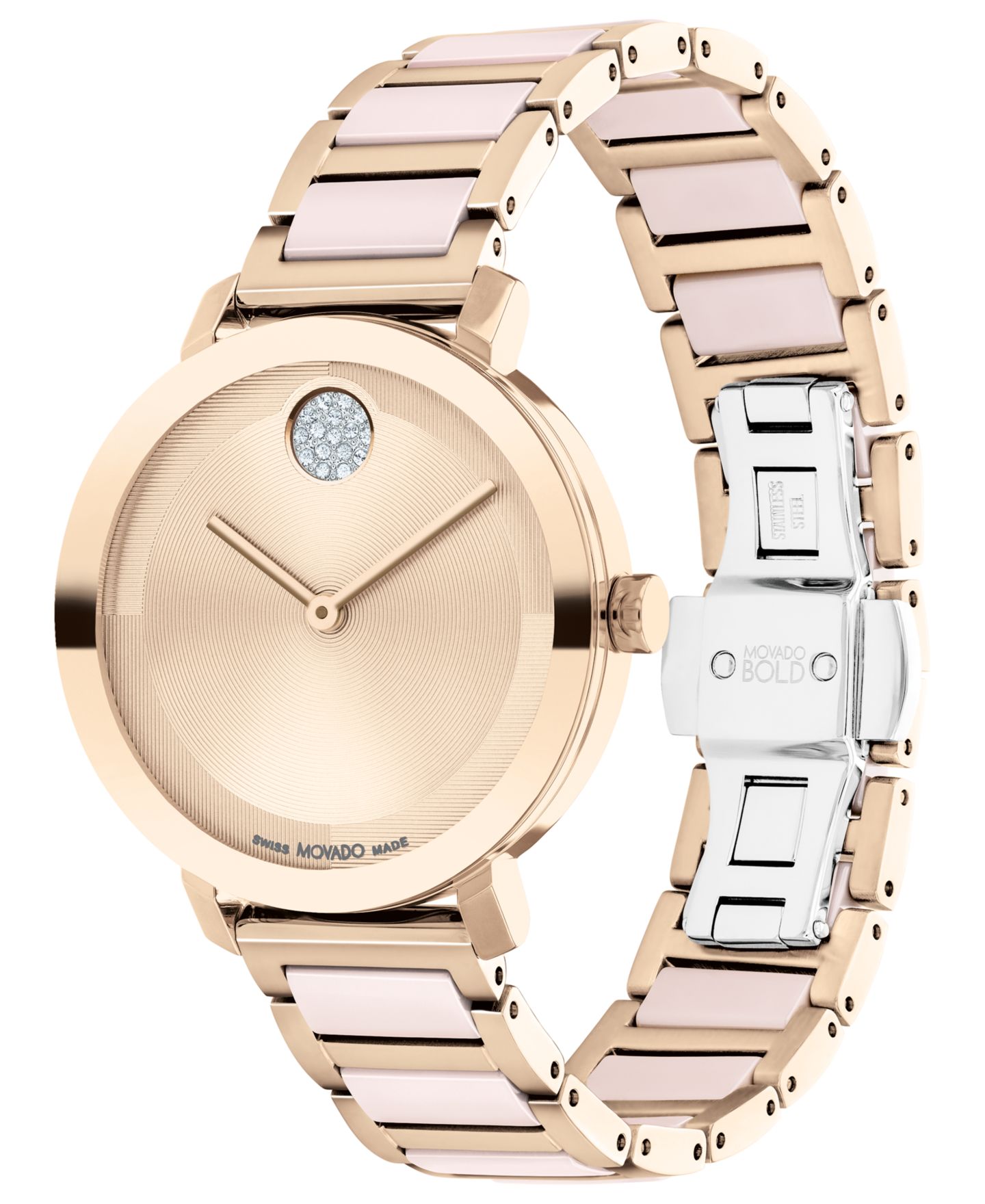 Женские часы Movado Swiss Bold Evolution 2.0 Blush Ceramic & Carnation Ion Plated Steel Bracelet Watch 34mm — фото 2