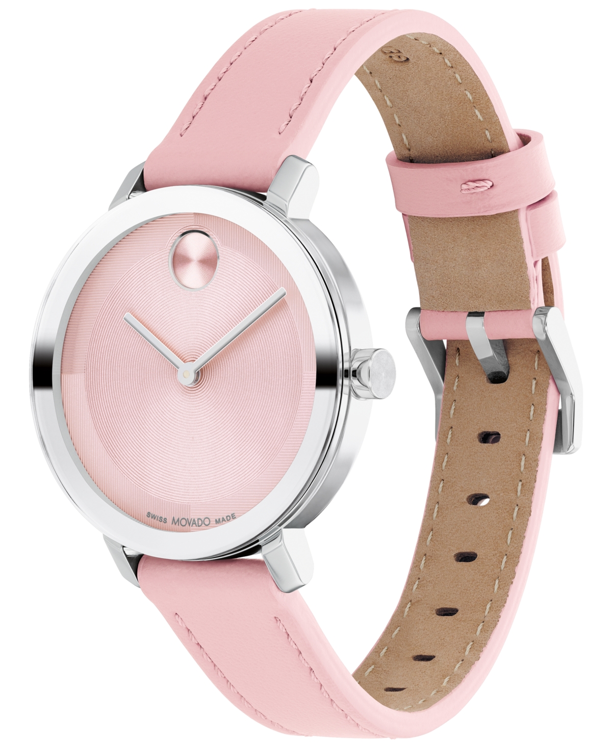 Shop Movado Women's Swiss Bold Evolution 2.0 Pink Leather Strap Watch 34mm