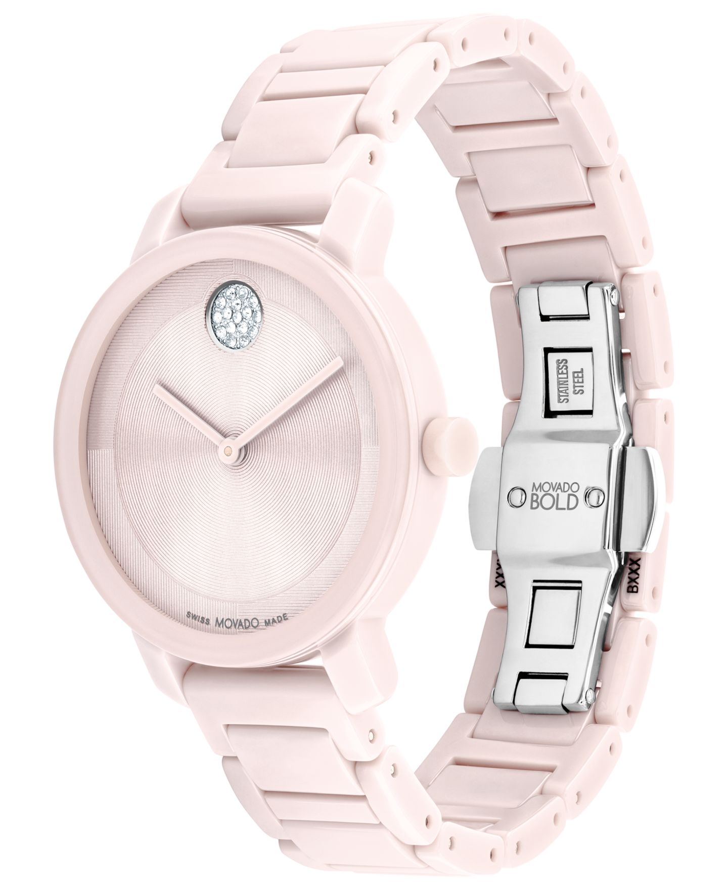 Женские часы Movado Swiss Bold Evolution 2.0 Blush Ceramic Bracelet Watch 34mm — фото 2